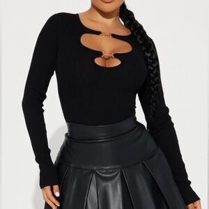 Women’s Fashion Nova Sara Cut Out Bodysuit Black Size Extra Small XS